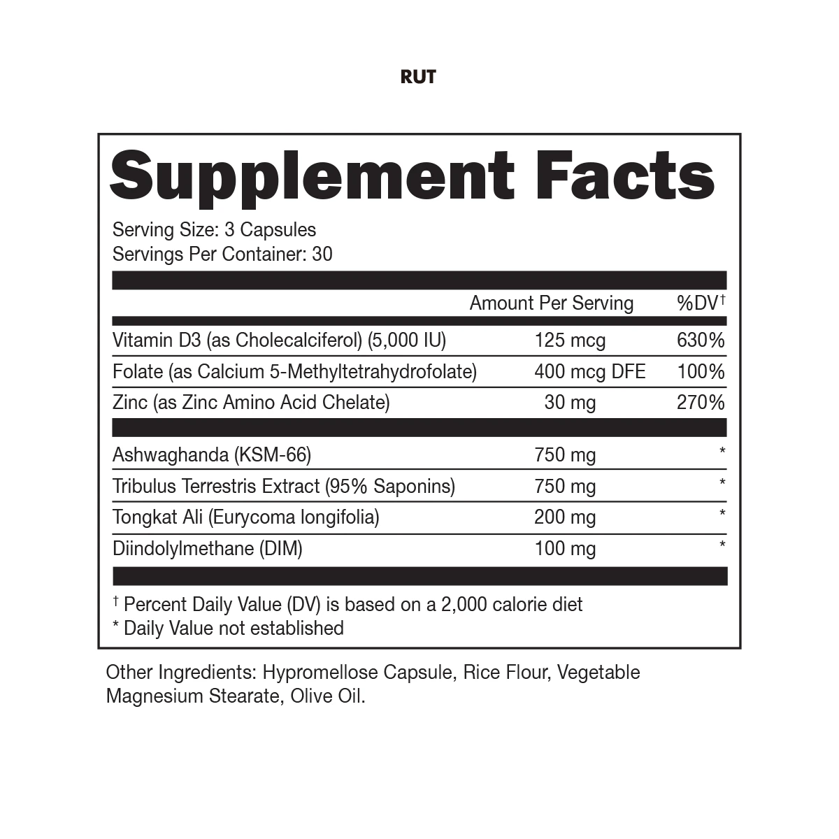 Image of RUT Testosterone Booster Bottle
