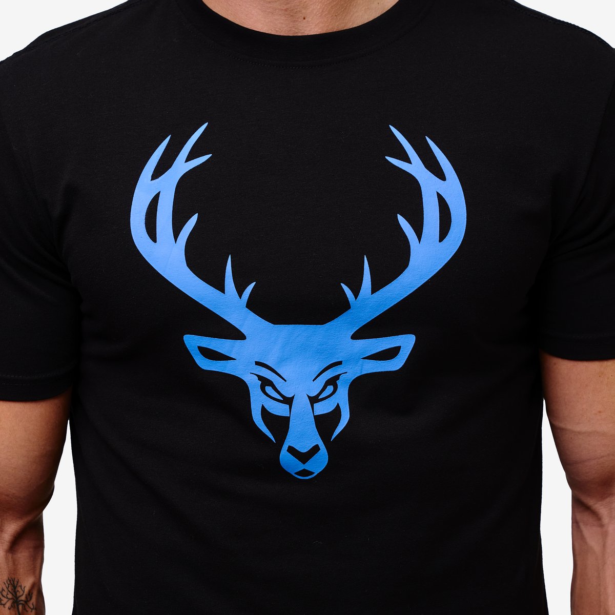 Image of Flag T-Shirt - Color - Black / Blue Logo