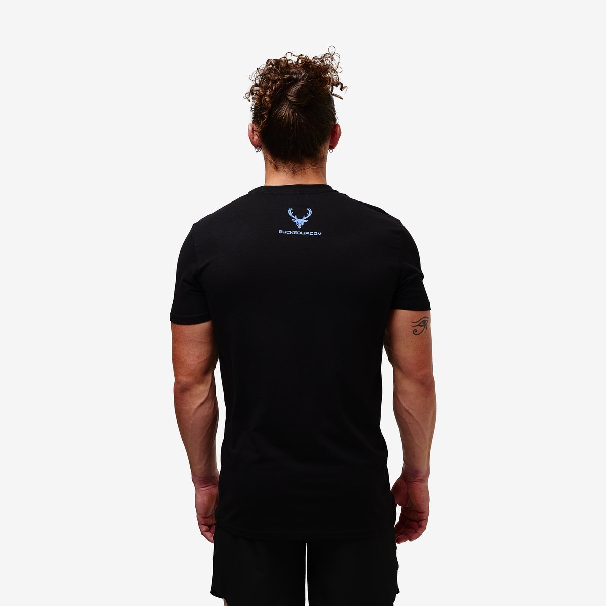 Image of Flag T-Shirt - Color - Black / Blue Logo
