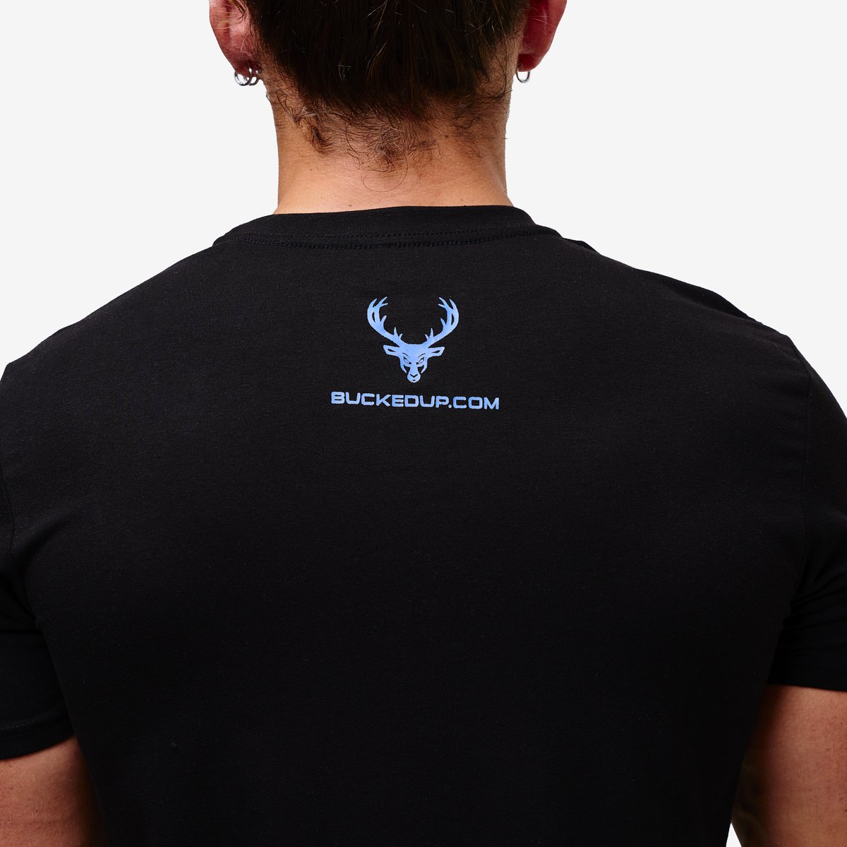 Image of Flag T-Shirt - Color - Black / Blue Logo