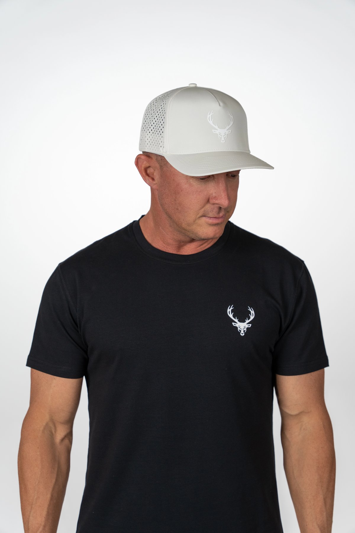 Image of Premium Series Hat - Monochrome - Color - Off White | White Buck Logo - 6 / 8