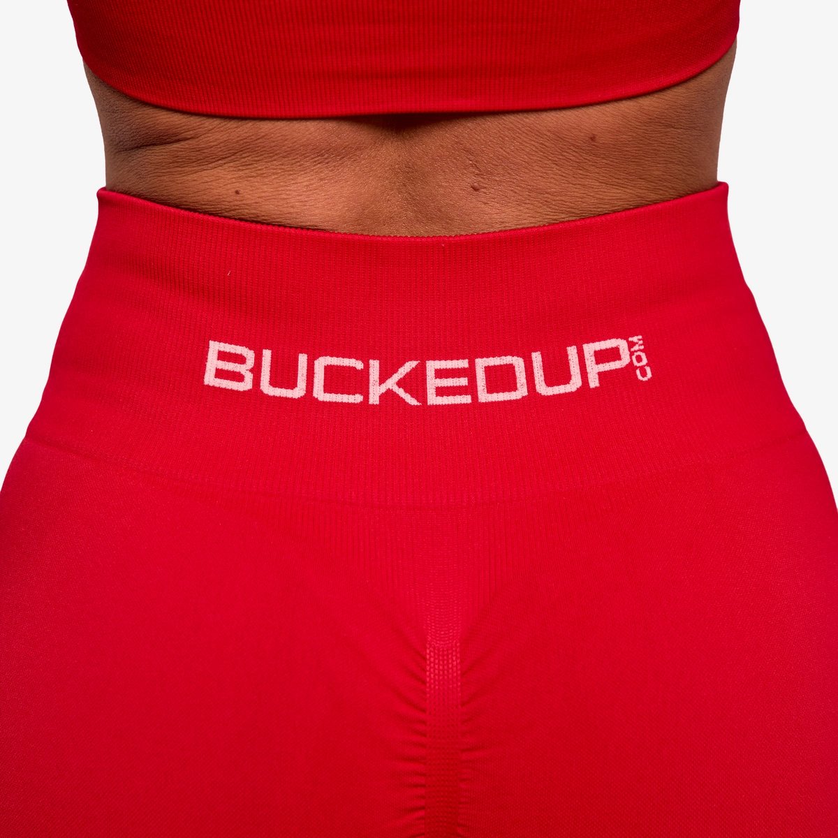 Image of In Motion Seamless Leggings - Color - Red / White Logo