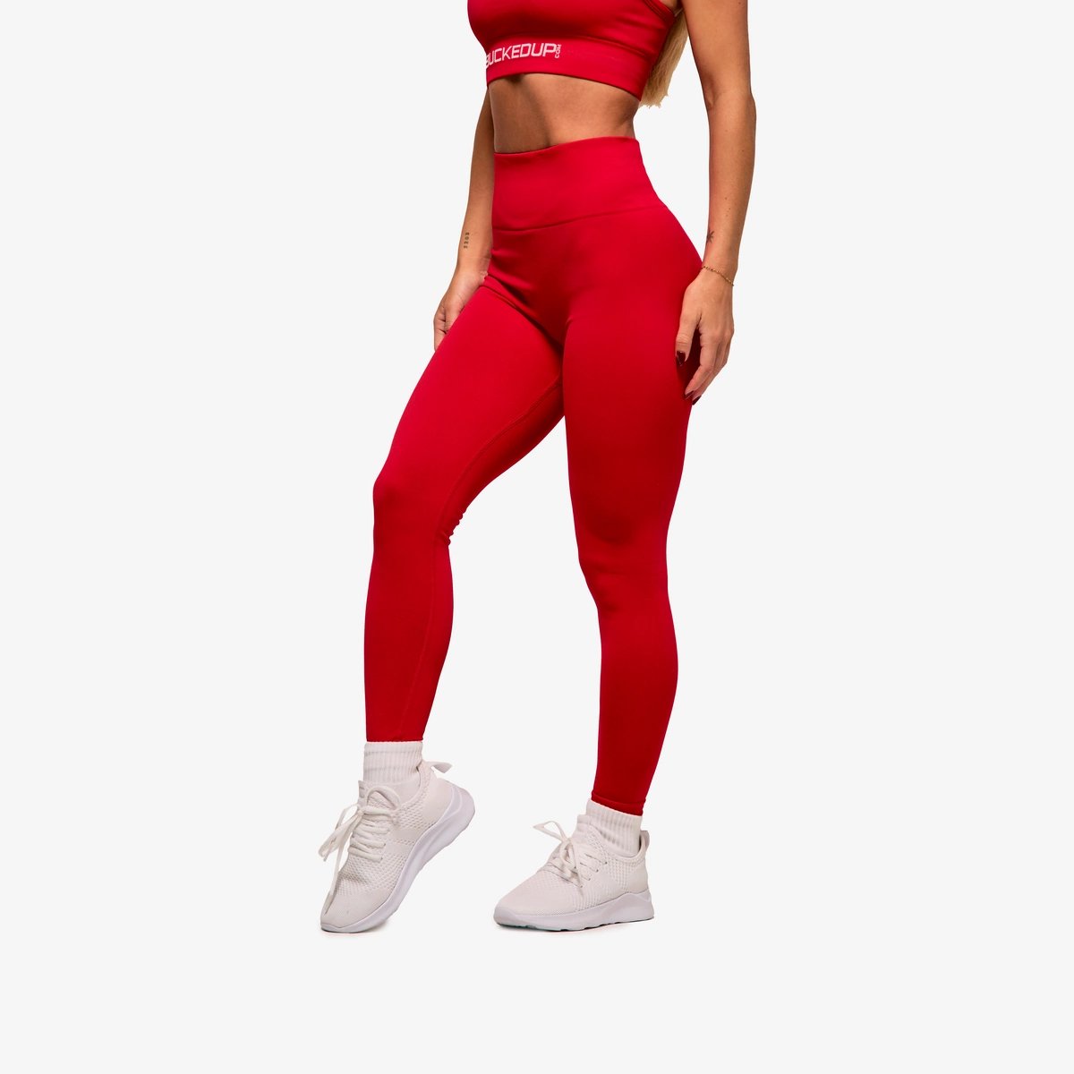 Image of In Motion Seamless Leggings - Color - Red / White Logo