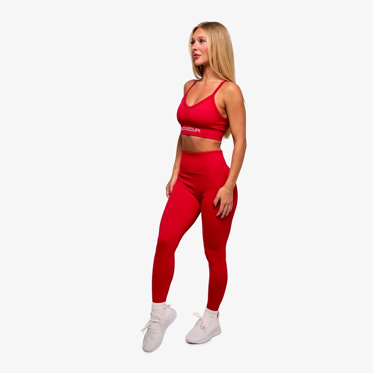 Image of In Motion Seamless Leggings - Color - Red / White Logo