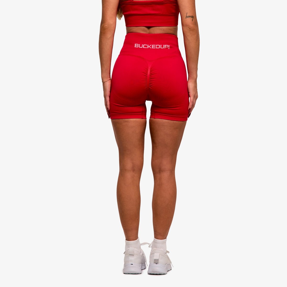 Image of In Motion Seamless Shorts - Color - Red / White Logo