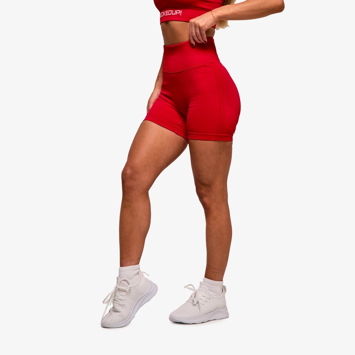 Image of In Motion Seamless Shorts - Color - Red / White Logo