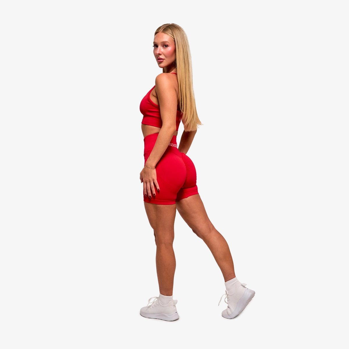 Image of In Motion Seamless Shorts - Color - Red / White Logo