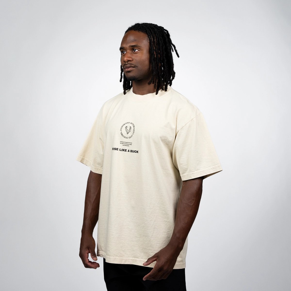 Rise Like a Buck T-Shirt | Last Chance! - Color - Off-White / Black Logo