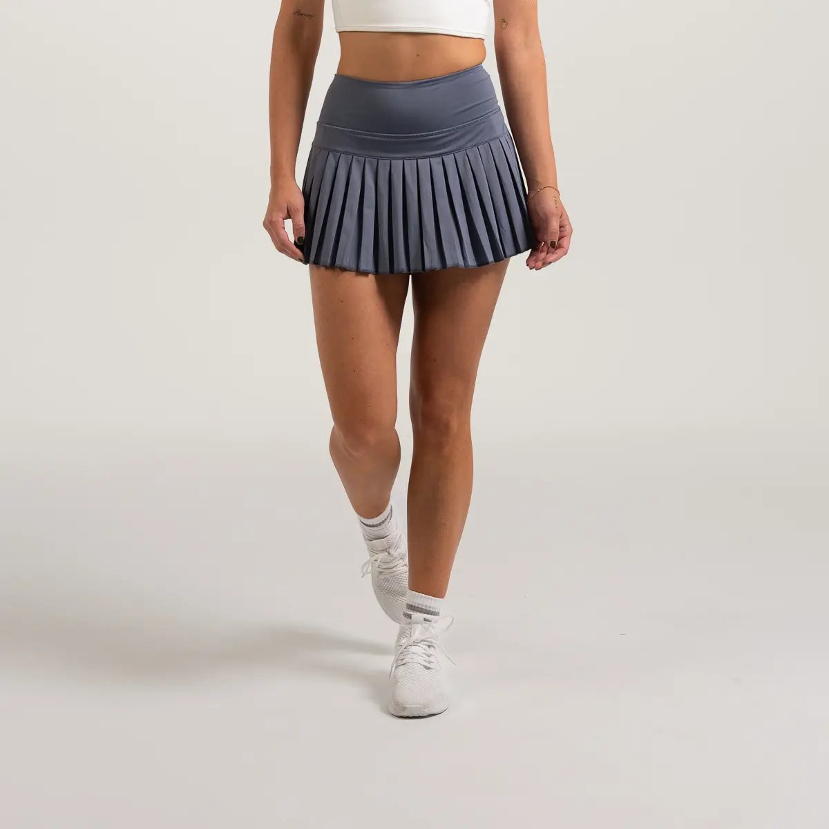 Babe Pleated Skirt – Flattering & Sporty Athleisure - Color - Blue - Blue Logo