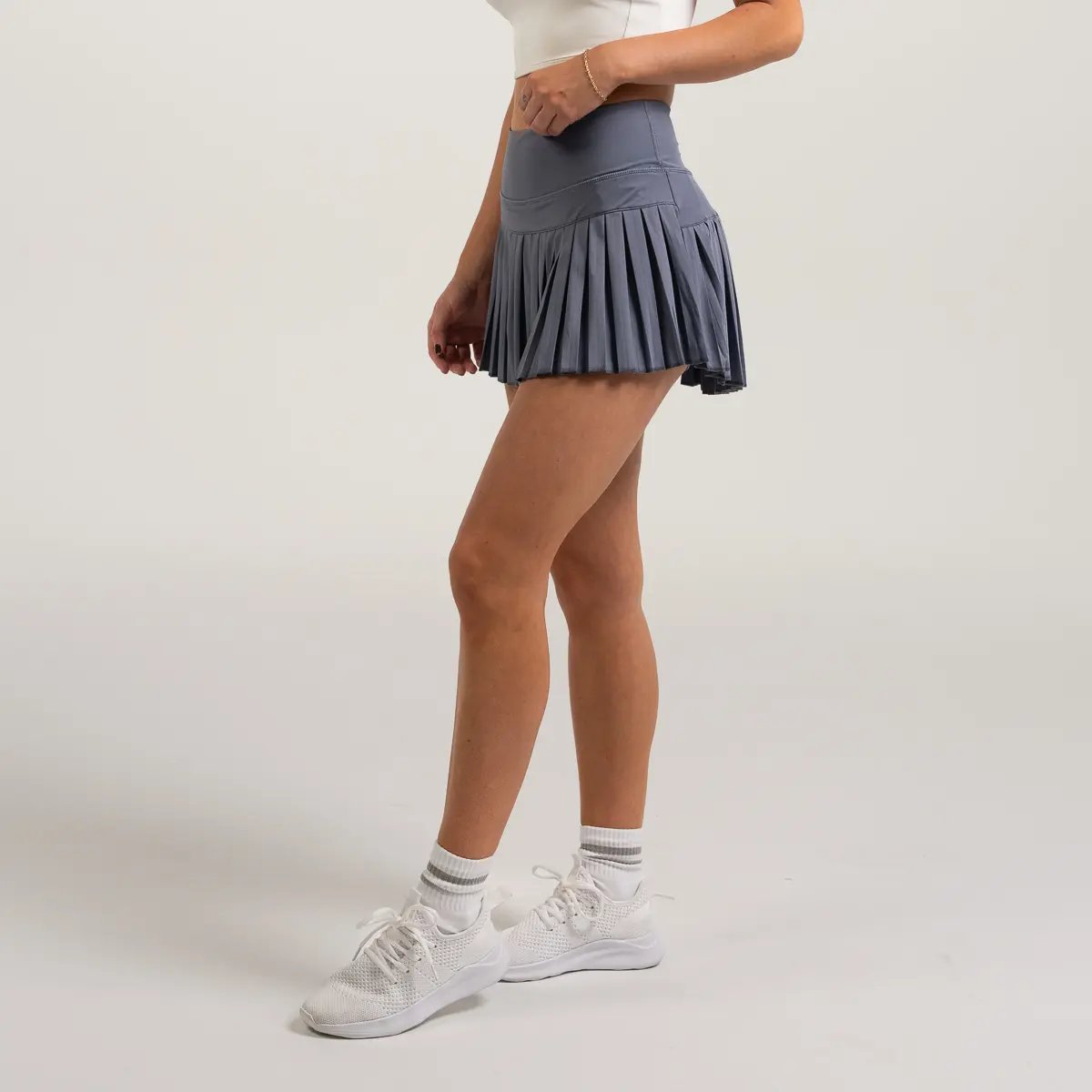 Image of Babe Pleated Skirt – Flattering & Sporty Athleisure - Color - Blue - Blue Logo - 2 / 6