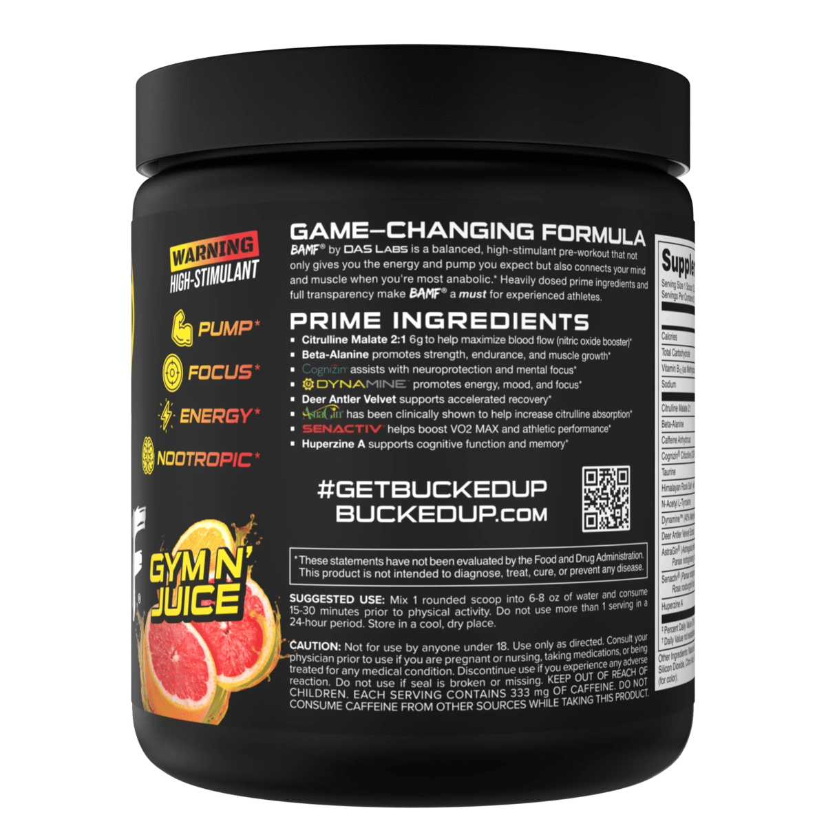 Image of BAMF - High Stimulant Nootropic Pre-Workout - Flavor - Gym N Juice (Citrus Blend) - 2 / 5