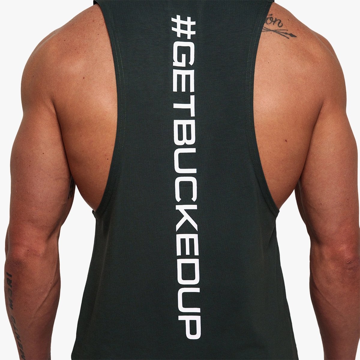 Image of Get Pumped Tank | Last Chance! - Color - Graphite Green - White Logo