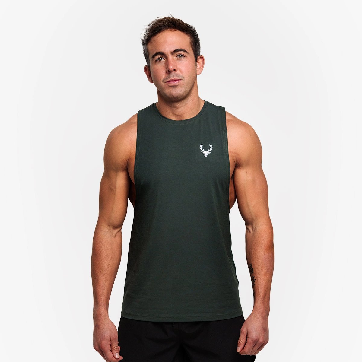 Image of Get Pumped Tank | Last Chance! - Color - Graphite Green - White Logo