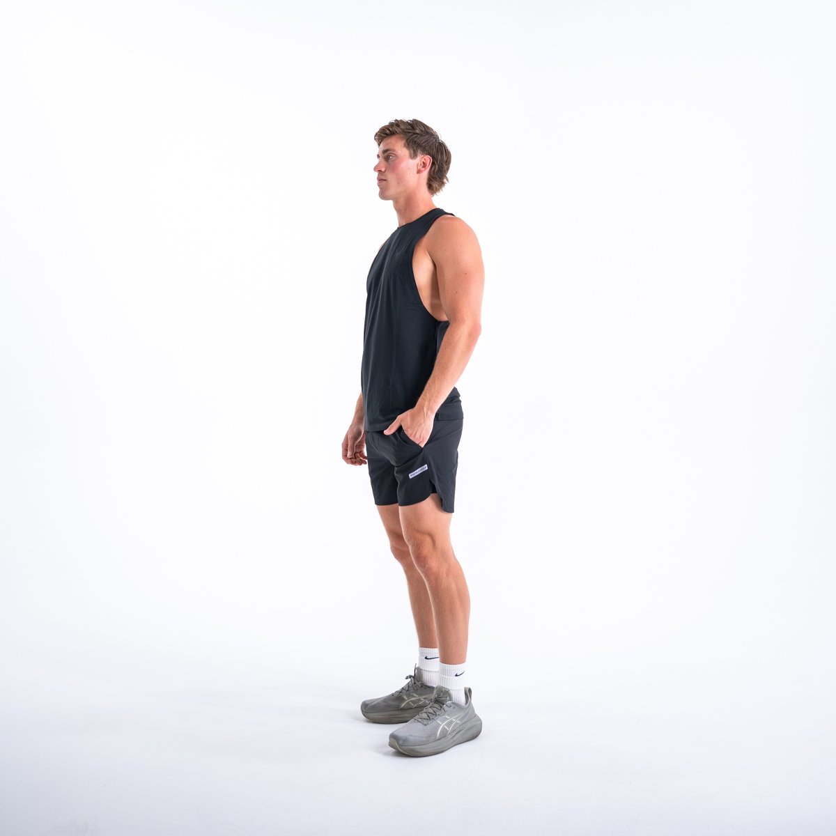 Image of Get Pumped Tank - Color - Black - Black Logo - 3 / 4