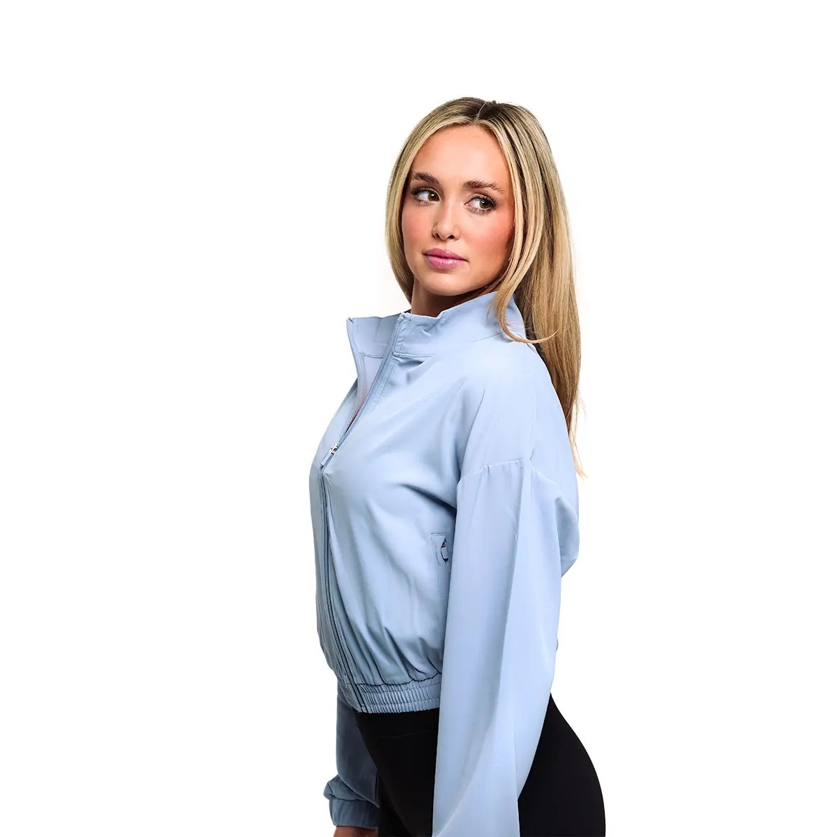 Image of Full Zip Windbreaker - Color - Powder Blue / Blue Logo