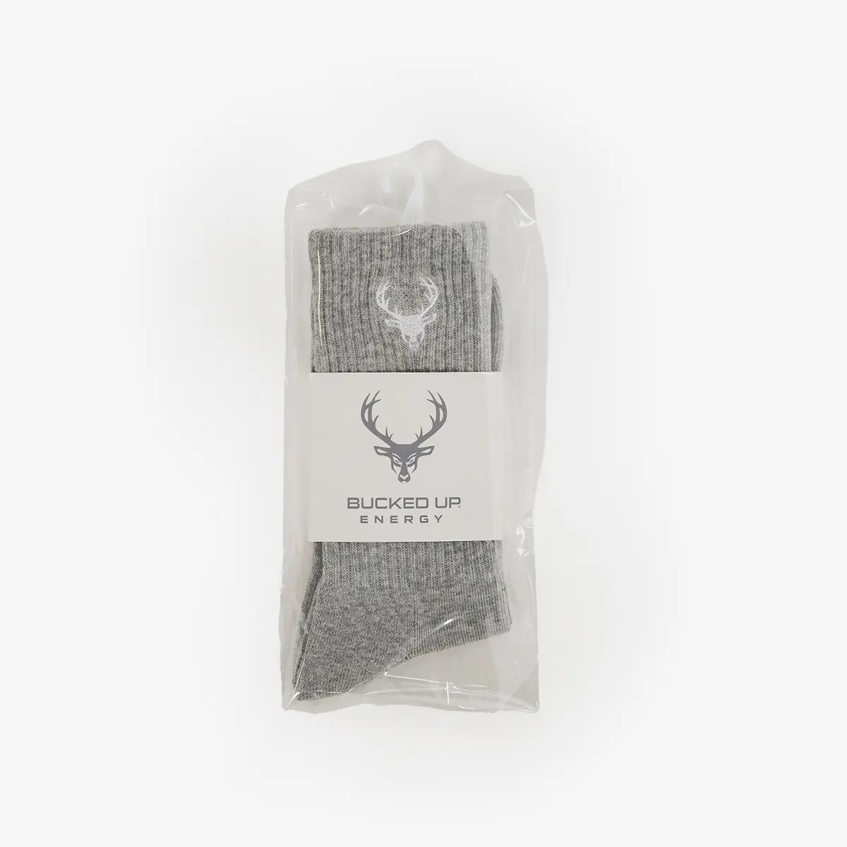 Image of Energy Crew Socks - Color - Heather Gray - White Logo