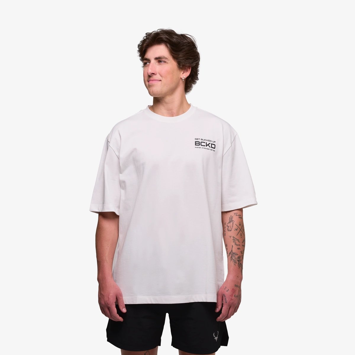 Image of Faster Stronger Better T-Shirt - Color - White - Black Logo