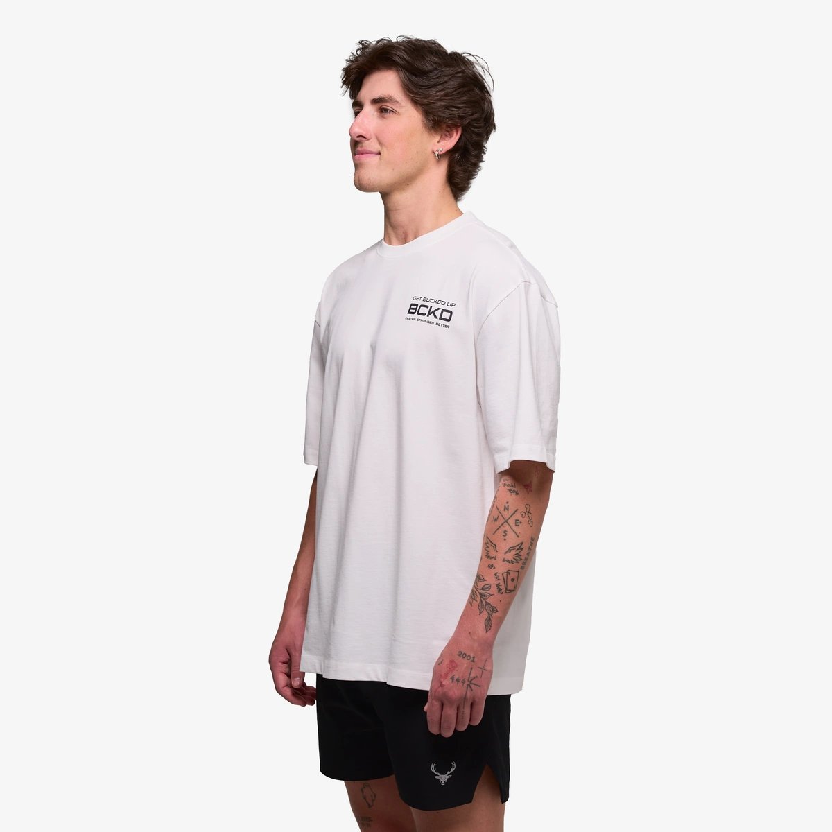 Image of Faster Stronger Better T-Shirt - Color - White - Black Logo