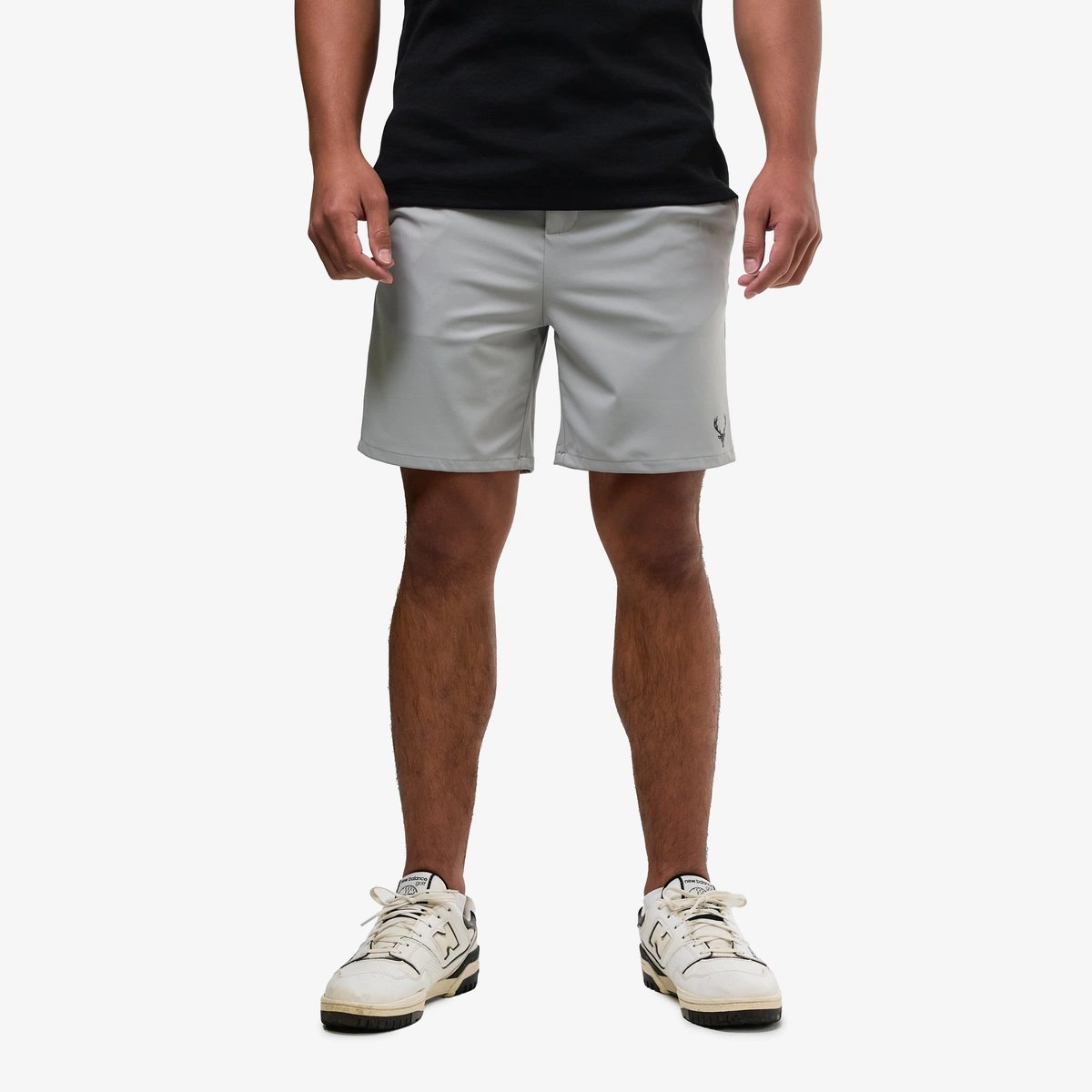 Image of Birdie Golf Shorts - Color - Cement Gray / Black Logo