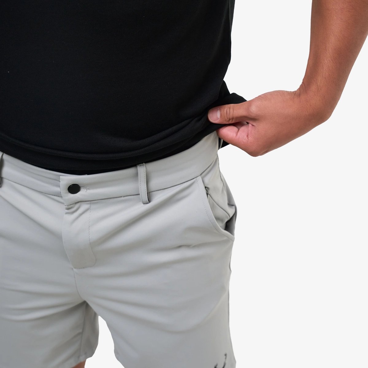 Image of Birdie Golf Shorts - Color - Cement Gray / Black Logo