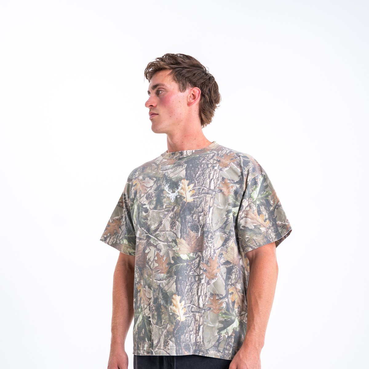 Image of Boxy Camo T-Shirt - Color - Camo - White Logo - 3 / 9