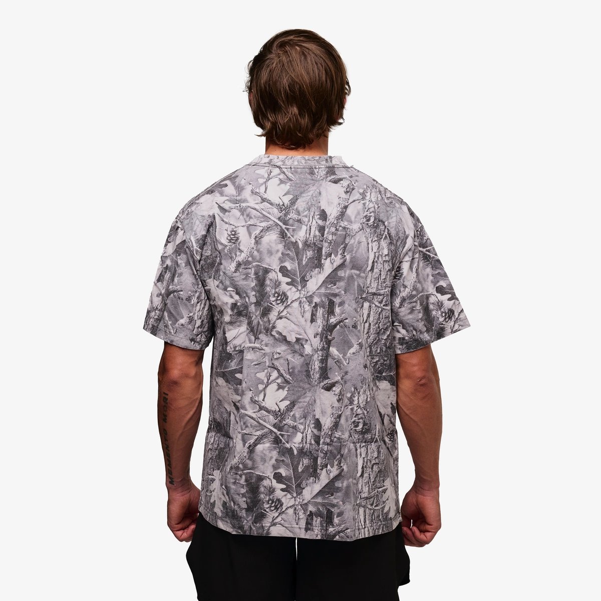 Image of Boxy Camo T-Shirt - Color - Gray - White Logo