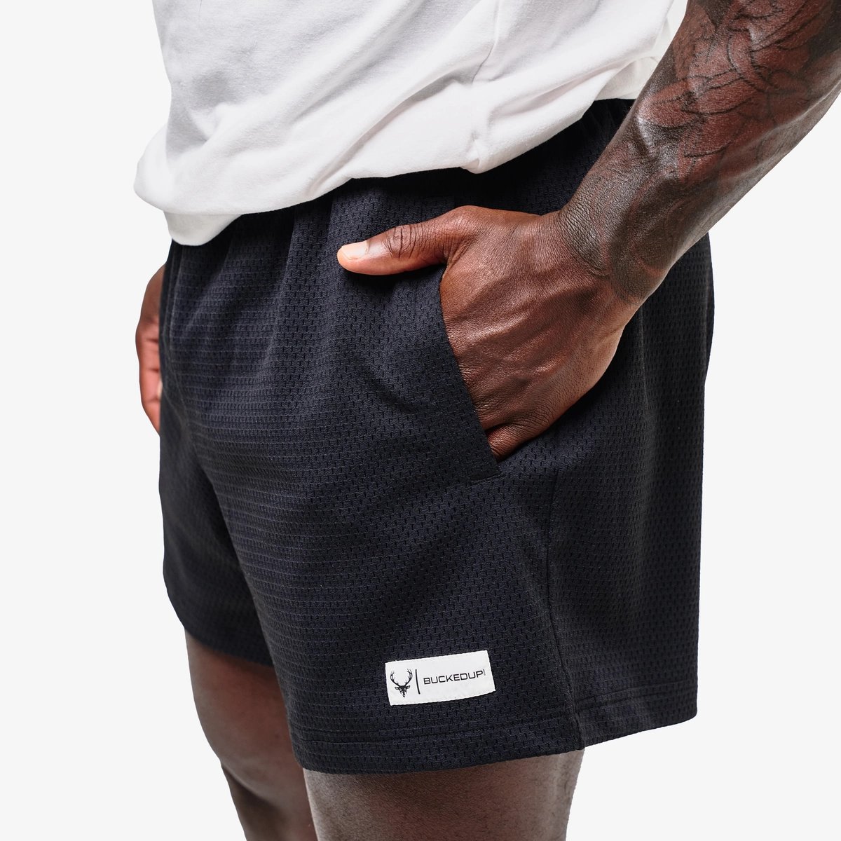 Image of Mesh Short 5" - Color - Black / White Logo