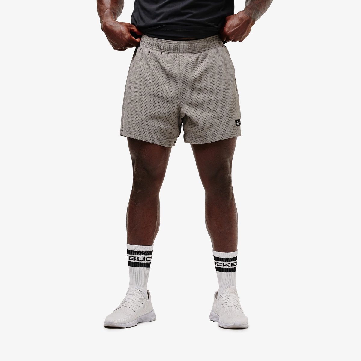 Image of Mesh Short 5" - Color - Gray / Black Logo - 8 / 12
