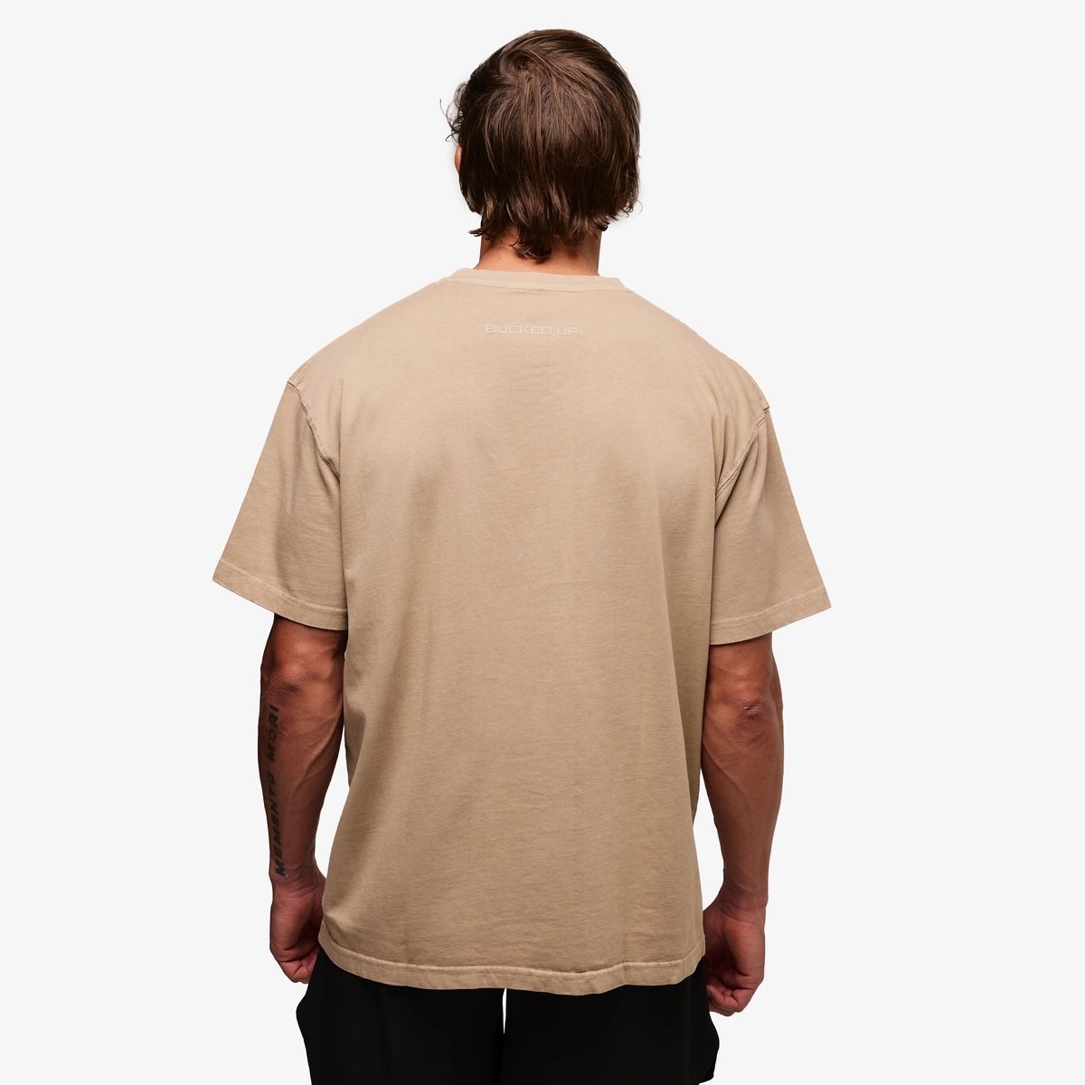 Image of Heavyweight Pump Cover T-Shirt | Last Chance! - Color - Warm Oat / Tan Logo - 13 / 15