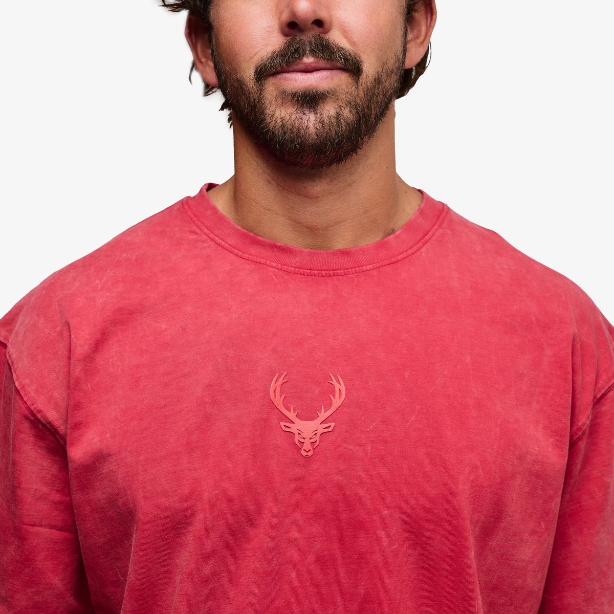 Image of Heavyweight Pump Cover T-Shirt | Last Chance! - Color - Pomegranate / Red Logo - 9 / 15