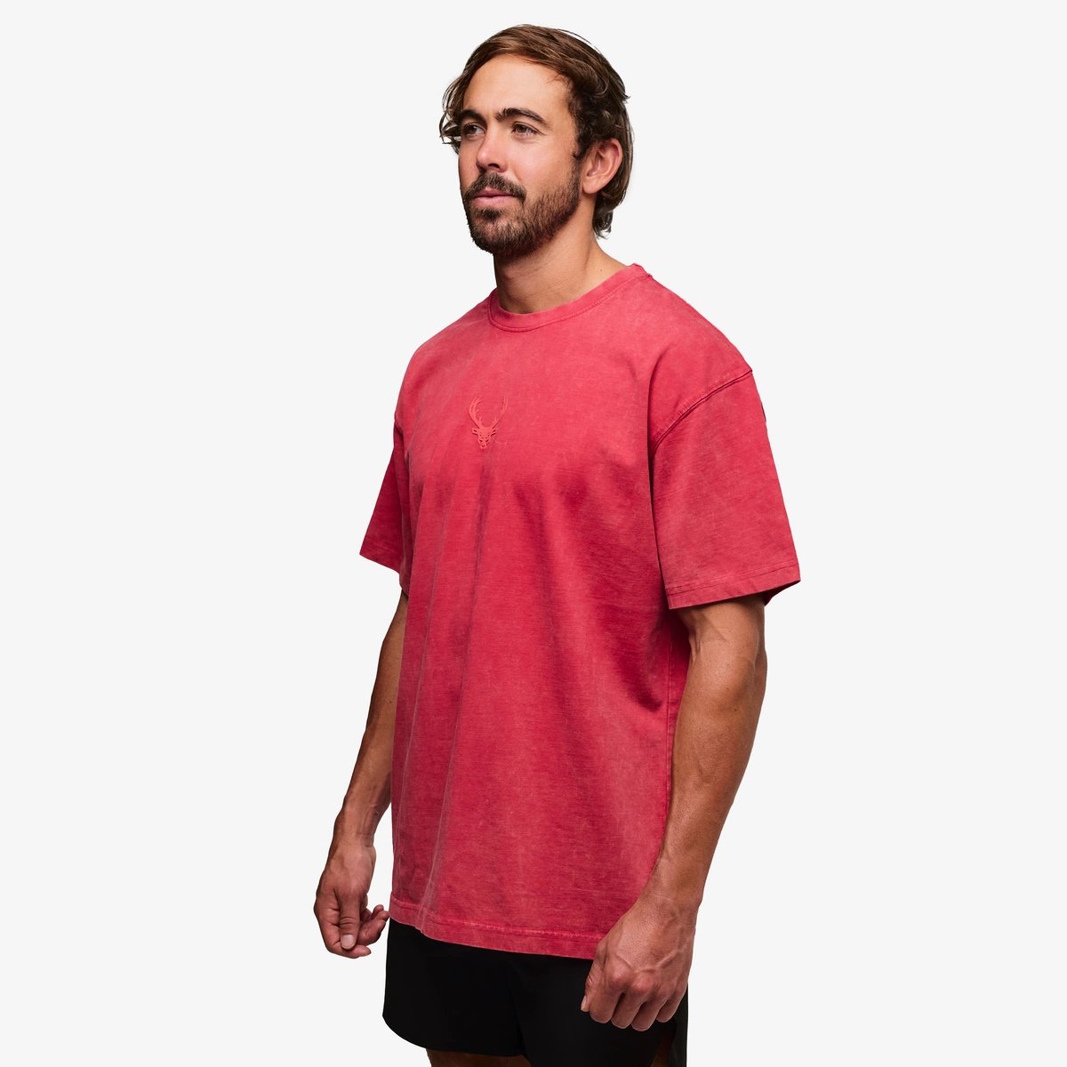 Image of Heavyweight Pump Cover T-Shirt | Last Chance! - Color - Pomegranate / Red Logo - 6 / 15