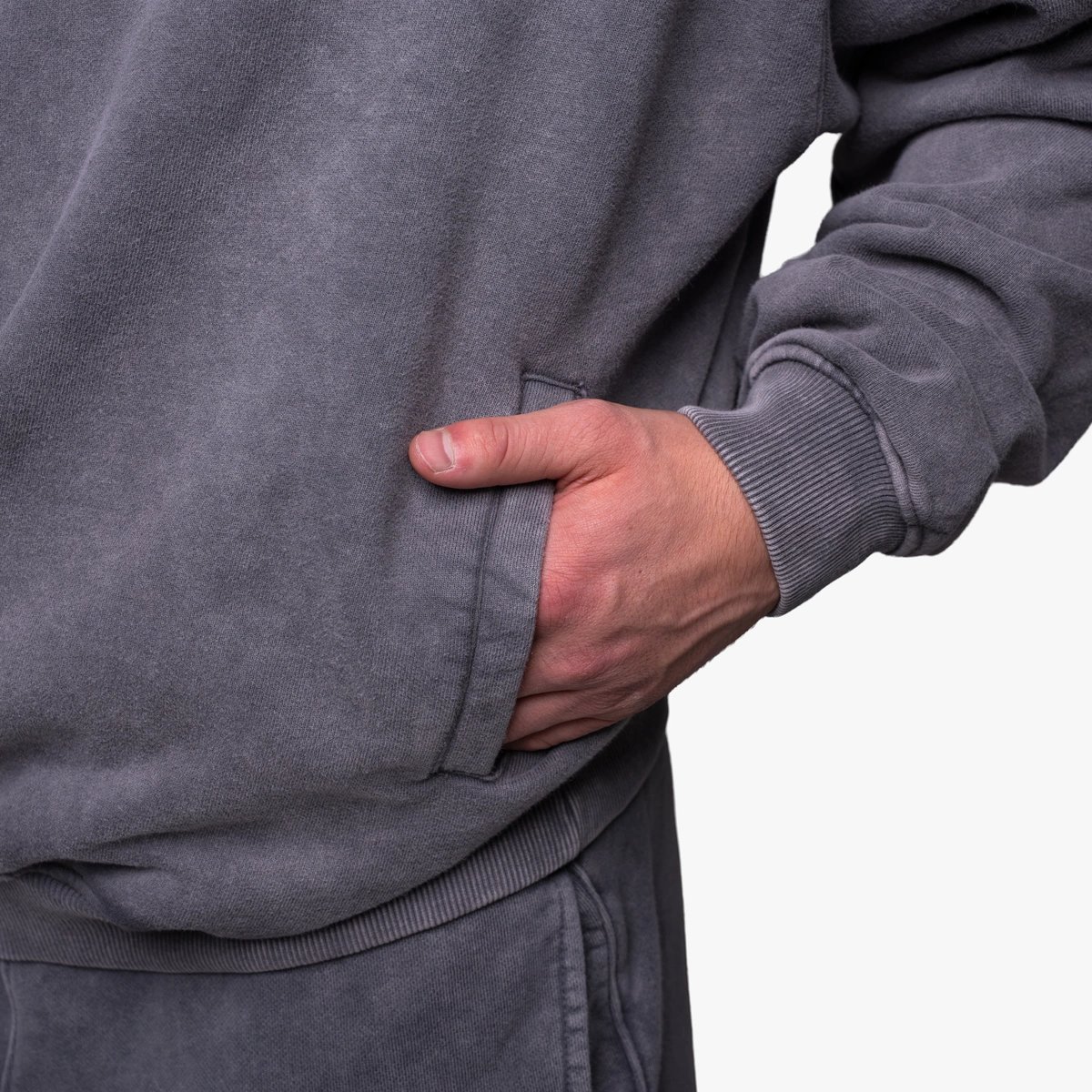 Image of Off Duty Half Zip - Color - Washed Gray - White Logo - 5 / 6