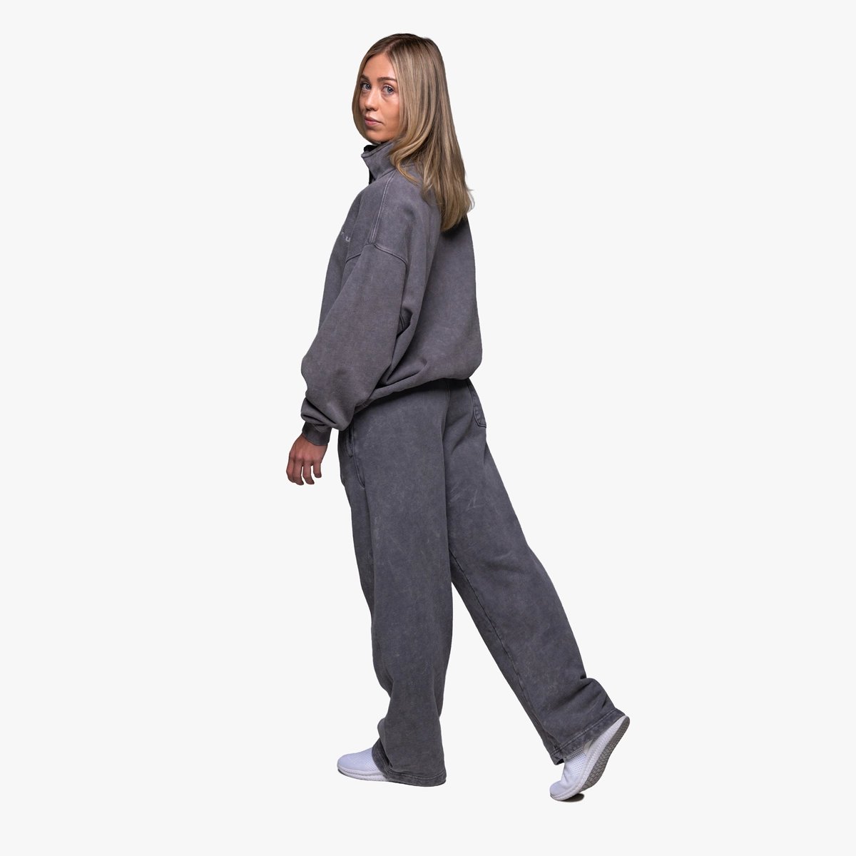 Image of Off Duty Straight Leg Sweatpants - Color - Washed Gray - White Logo