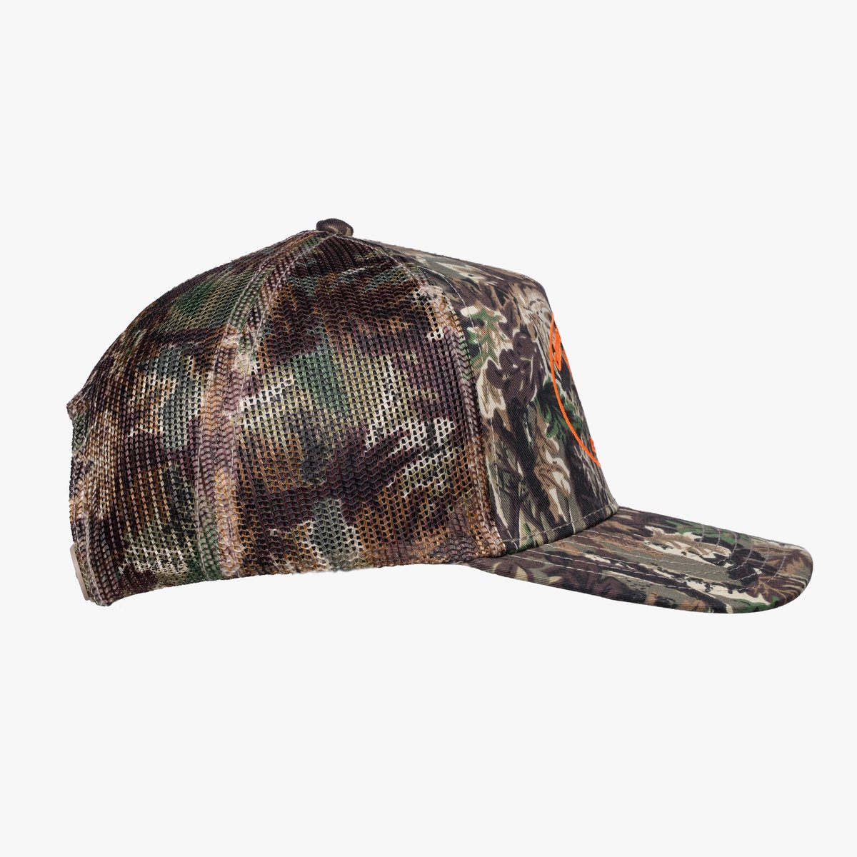 Image of Trucker Hat - Camo - Color - Green Camo - Orange Embroidered Logo