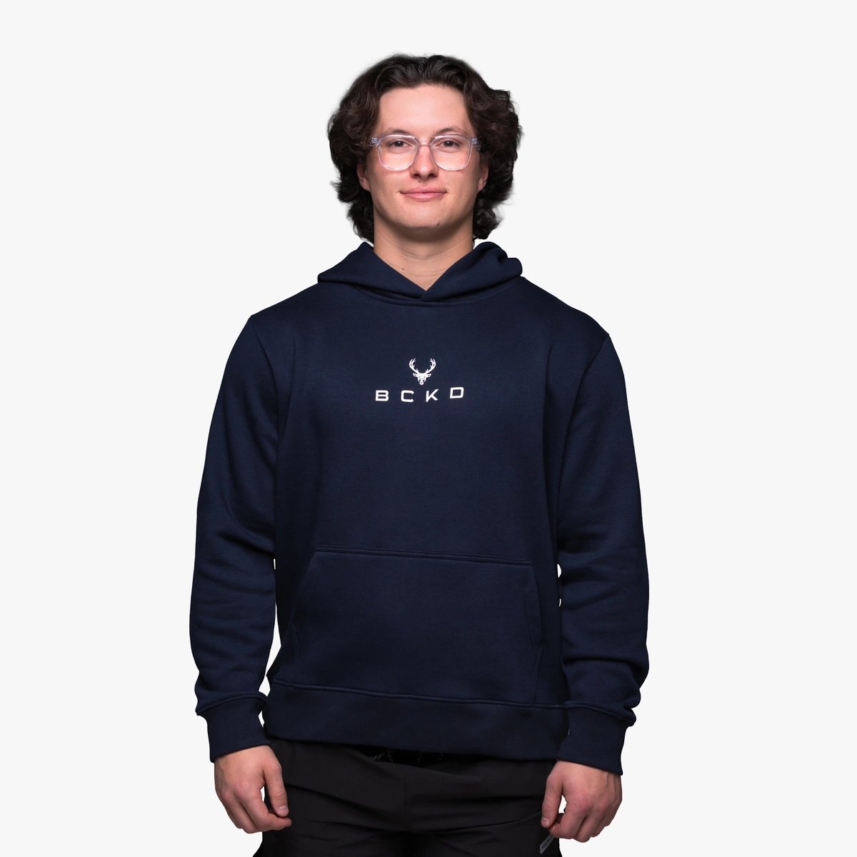 Image of Essential Hoodie - Color - Navy - White logo