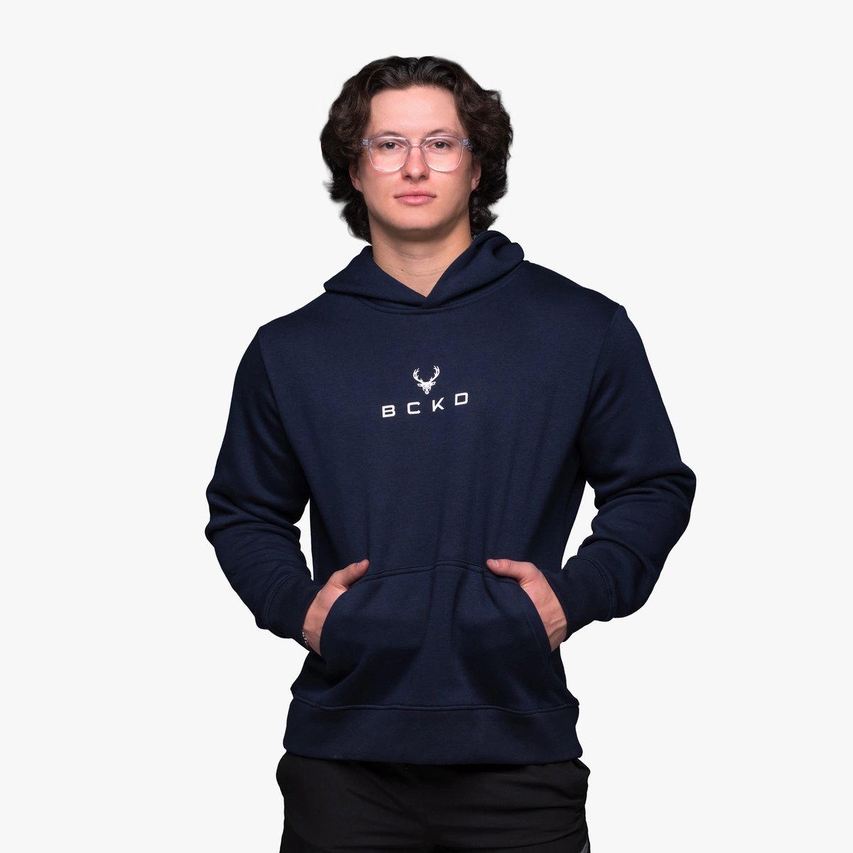 Image of Essential Hoodie - Color - Navy - White logo