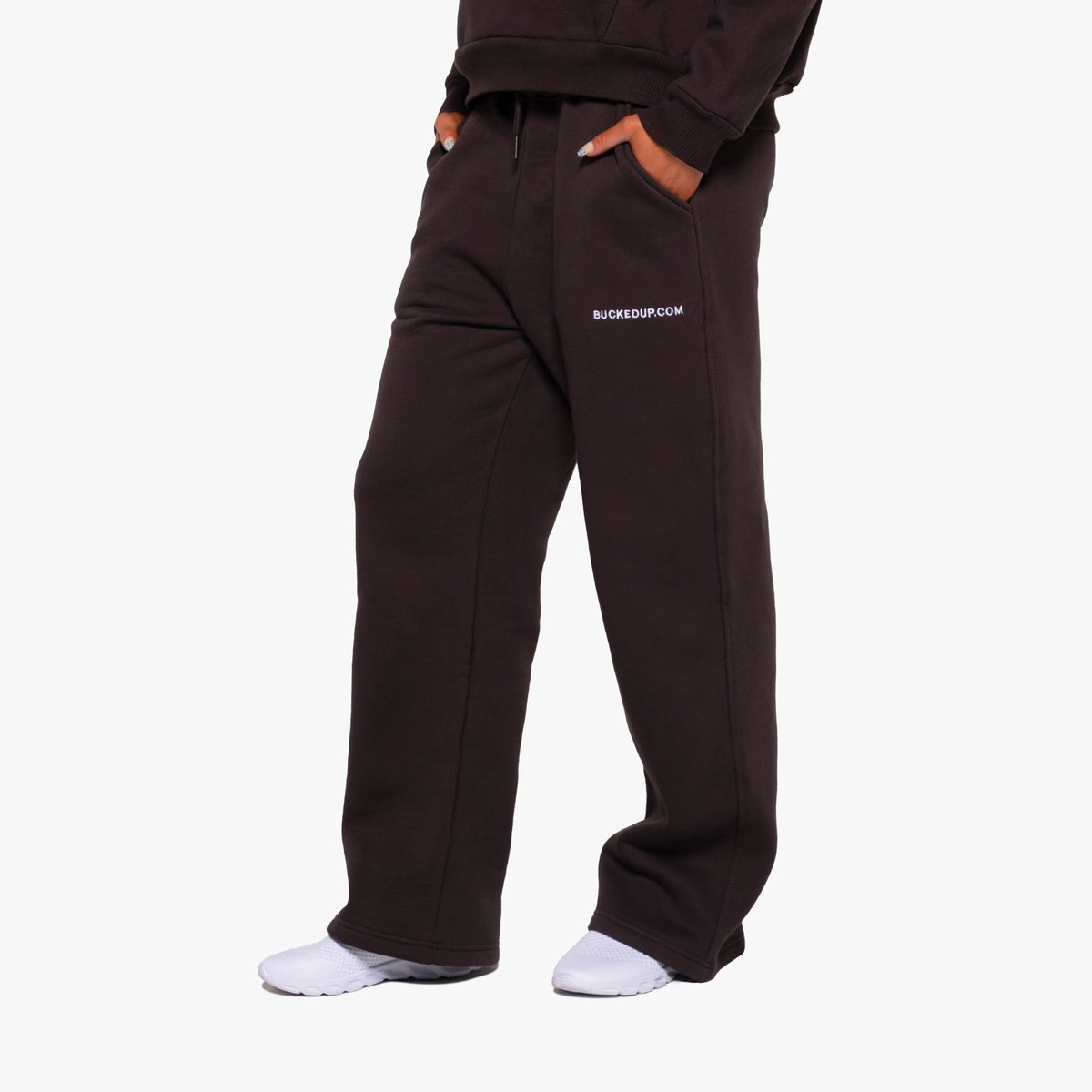 Image of Rosewood Straight Leg Sweatpants - Color - Brown - White logo - 3 / 6