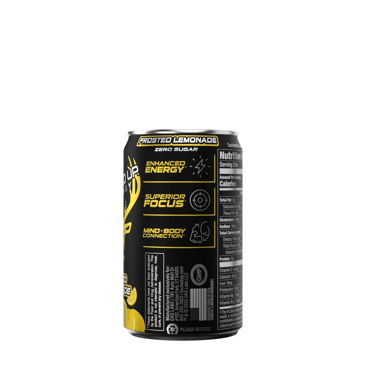 Image of Bucked Up Mini Energy Drink (7.5 oz) | 100 mg Caffeine | 1 Case / 24 Cans - Flavor - Frosted Lemonade (Lemonade/Vanilla)