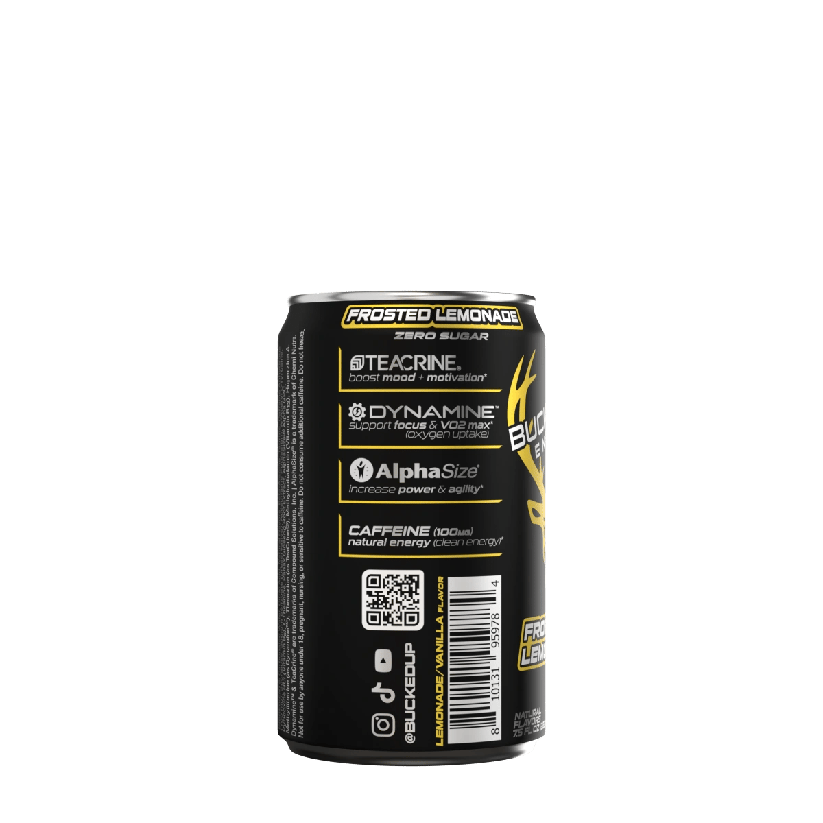 Image of Bucked Up Mini Energy Drink (7.5 oz) | 100 mg Caffeine | 1 Case / 24 Cans - Flavor - Frosted Lemonade (Lemonade/Vanilla)