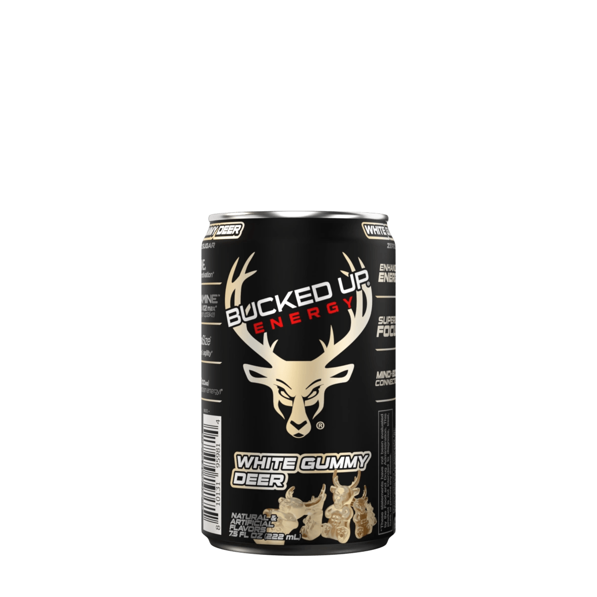 Image of Bucked Up Mini Energy Drink (7.5 oz) | 100 mg Caffeine | 1 Case / 24 Cans - Flavor - White Gummy Deer (Pineapple Gummy Bear)