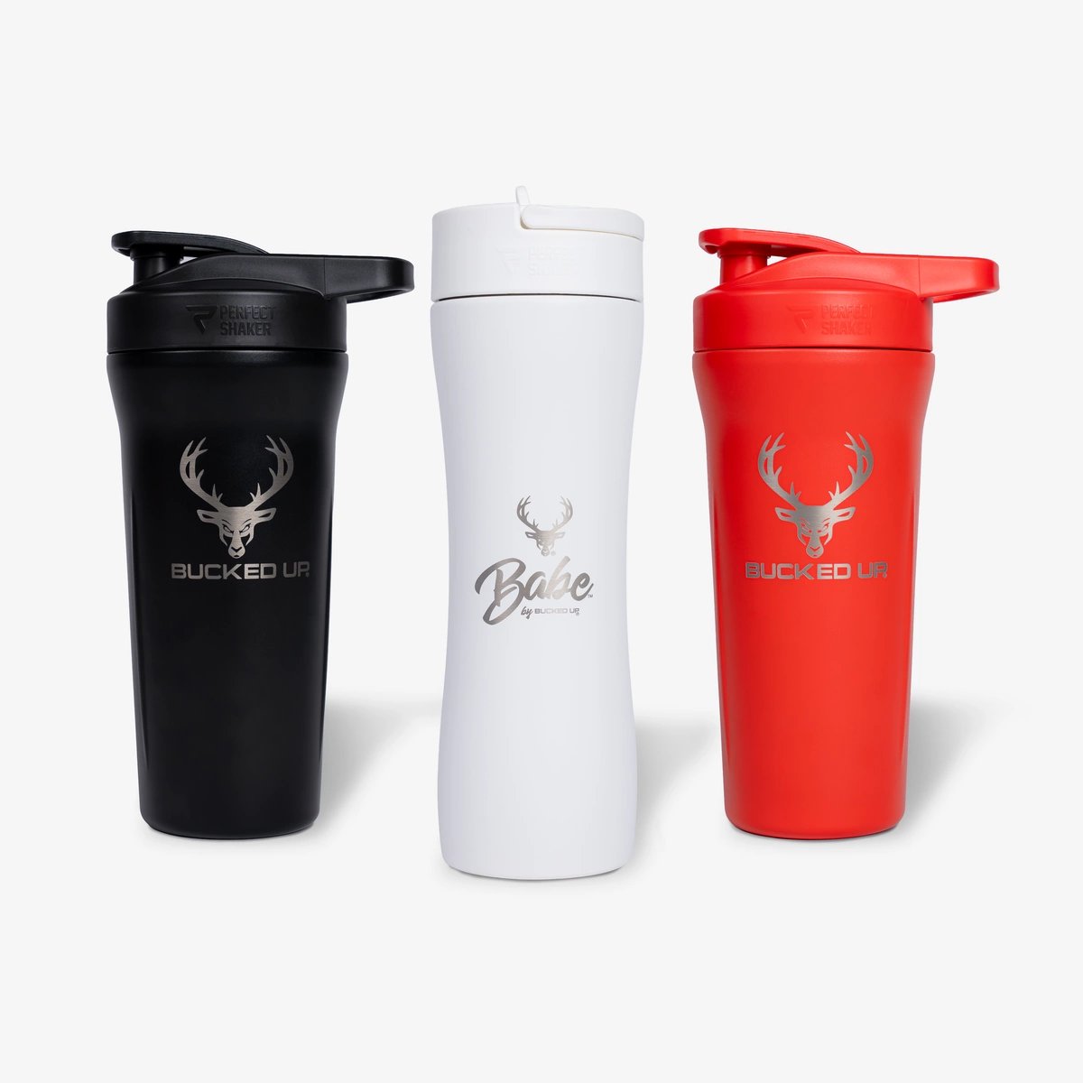 Image of Bucked Up Insulated Stainless Steel Shaker Bottle – 27oz - Color - Red