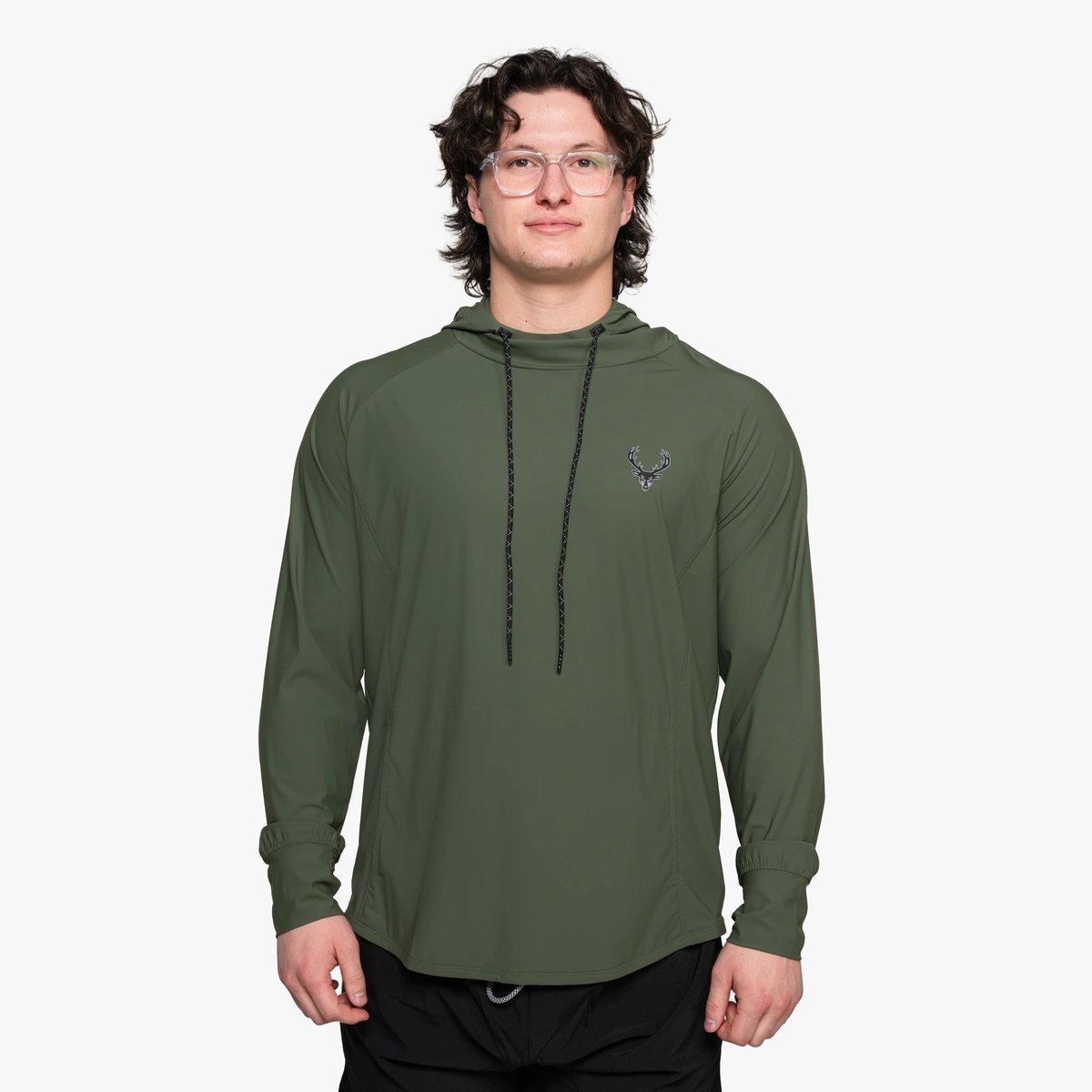Image of Athletic Hoodie - Color - Army Green / Black Logo