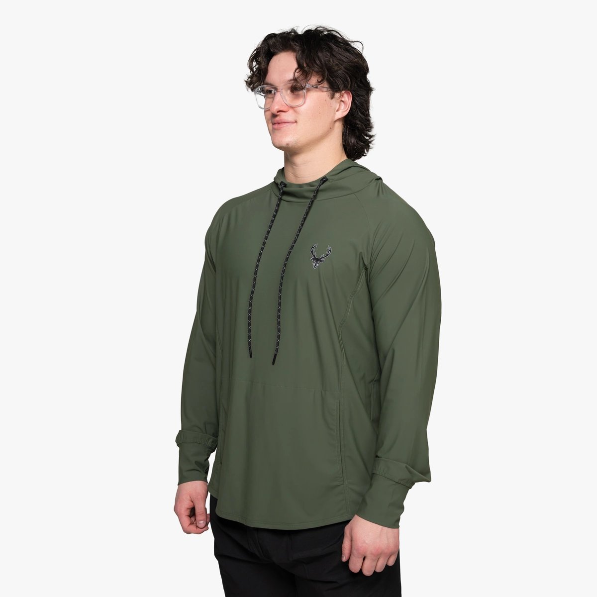 Image of Athletic Hoodie - Color - Army Green / Black Logo