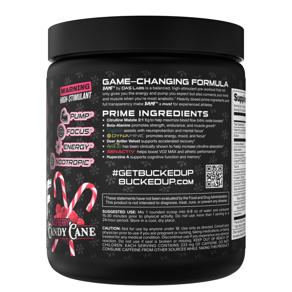 Image of LAST CHANCE FLAVORS - BAMF High Stimulant Nootropic Pre-Workout - Flavor - Raspberry Candy Cane