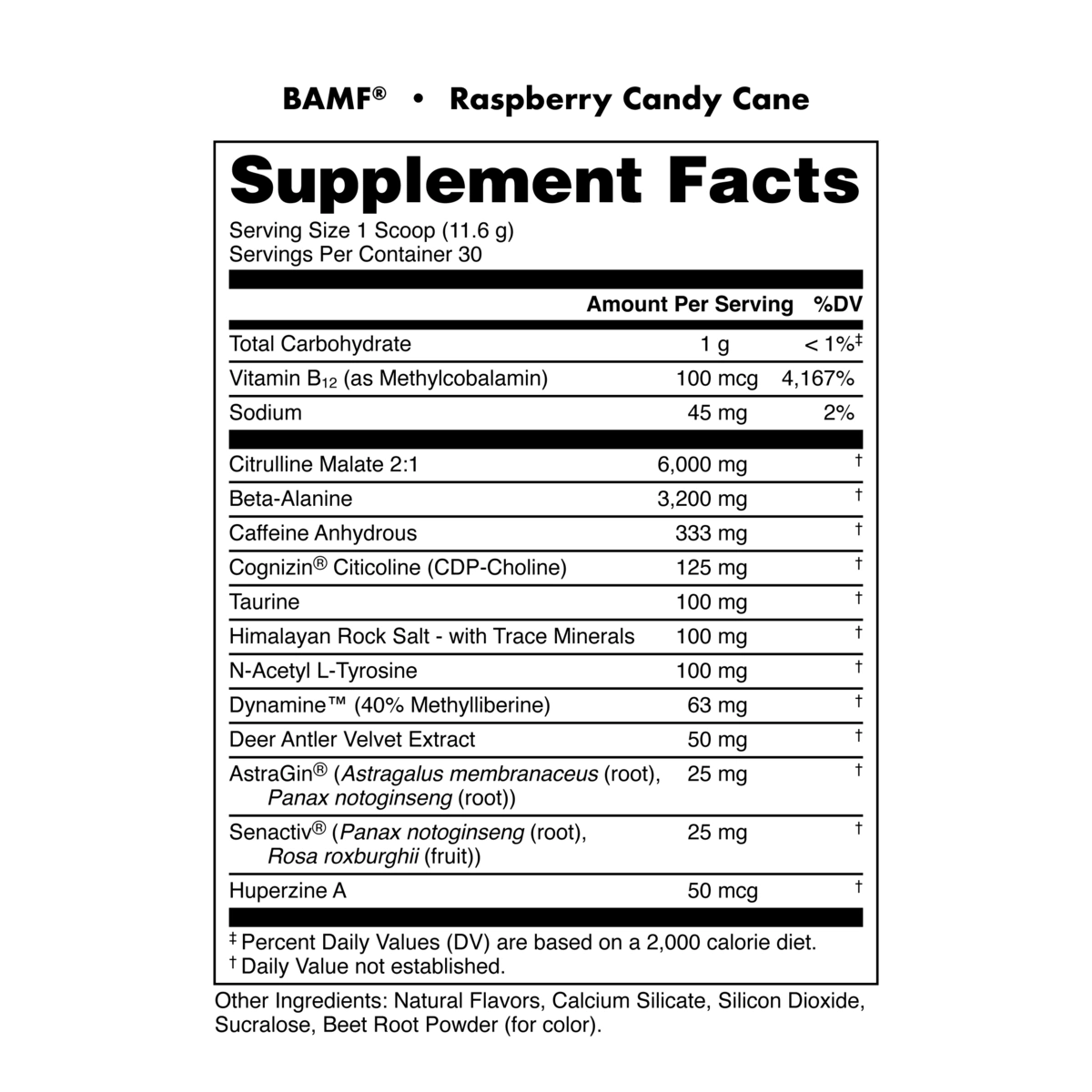 Image of LAST CHANCE FLAVORS - BAMF High Stimulant Nootropic Pre-Workout - Flavor - Raspberry Candy Cane