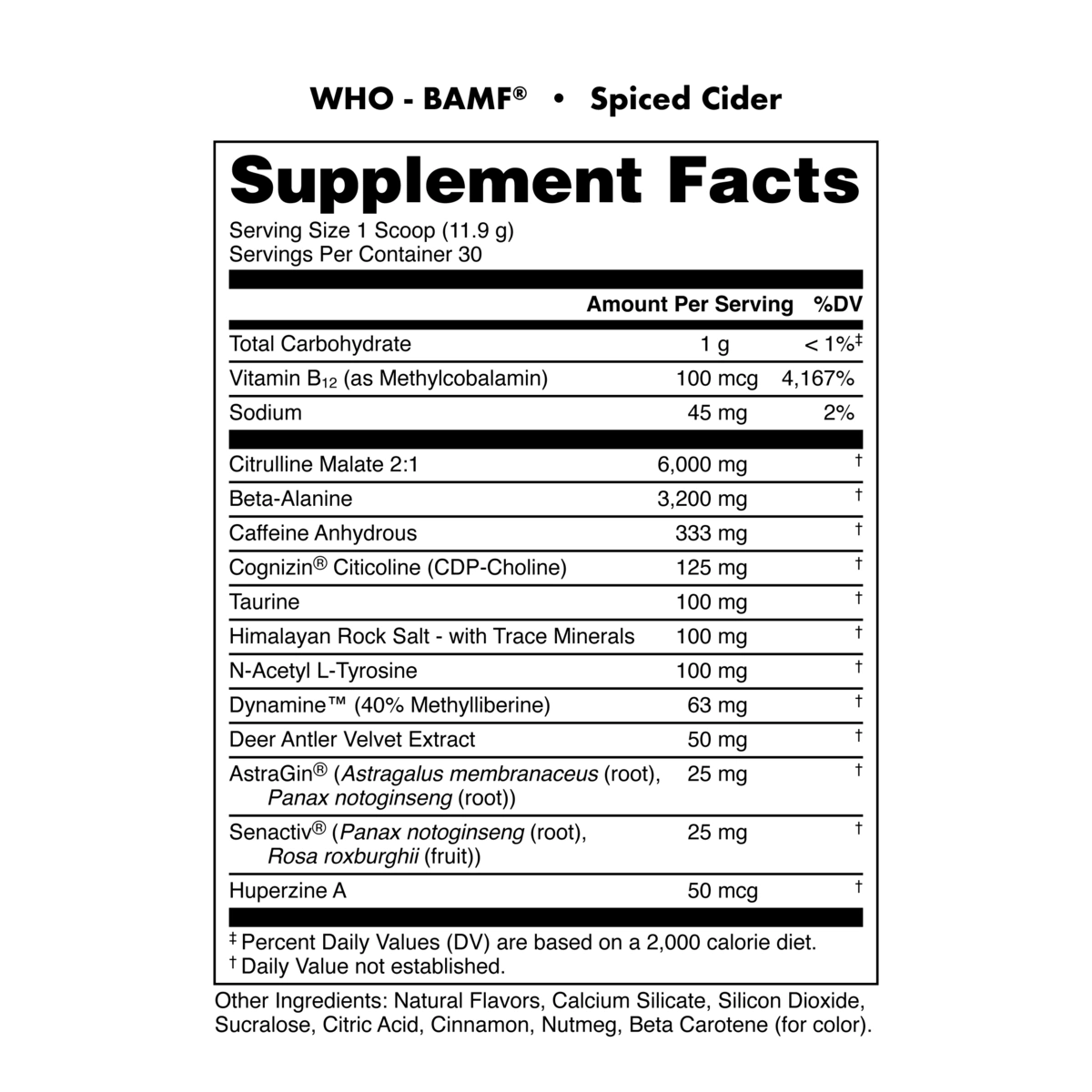 Image of LAST CHANCE FLAVORS - BAMF High Stimulant Nootropic Pre-Workout - Flavor - Spiced Cider