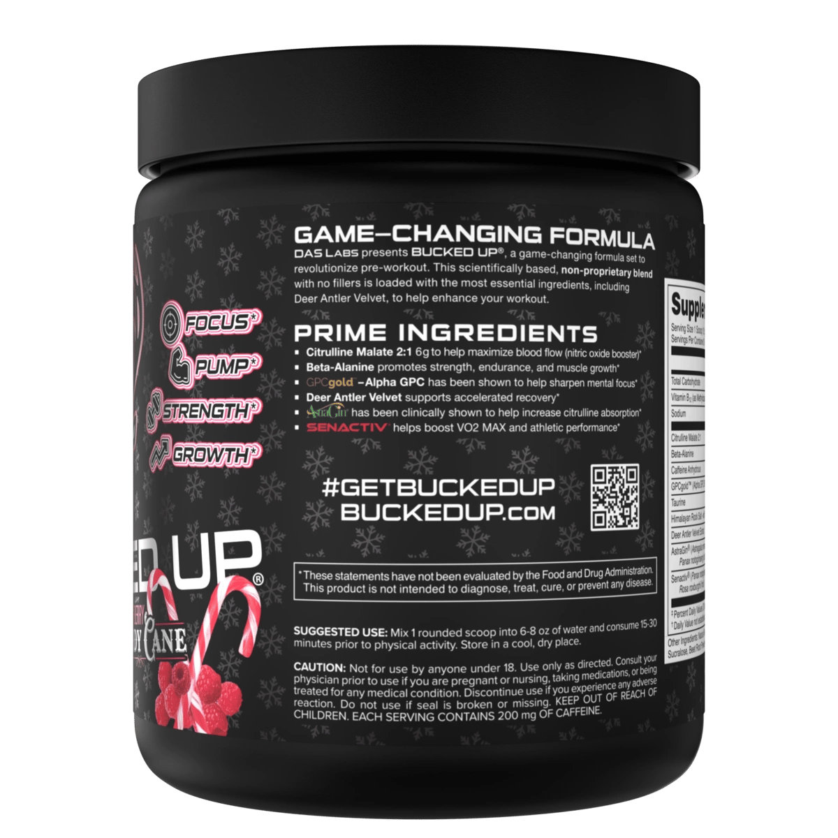 Image of LAST CHANCE FLAVORS - Bucked Up Pre-Workout - Flavor - Raspberry Candy Cane