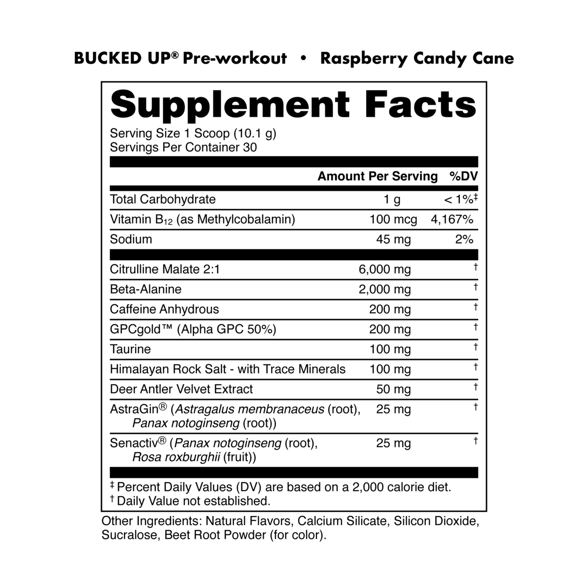 Image of LAST CHANCE FLAVORS - Bucked Up Pre-Workout - Flavor - Raspberry Candy Cane