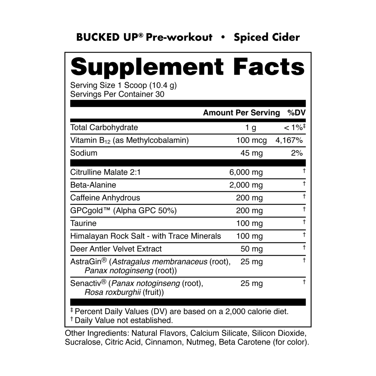 Image of LAST CHANCE FLAVORS - Bucked Up Pre-Workout - Flavor - Spiced Cider