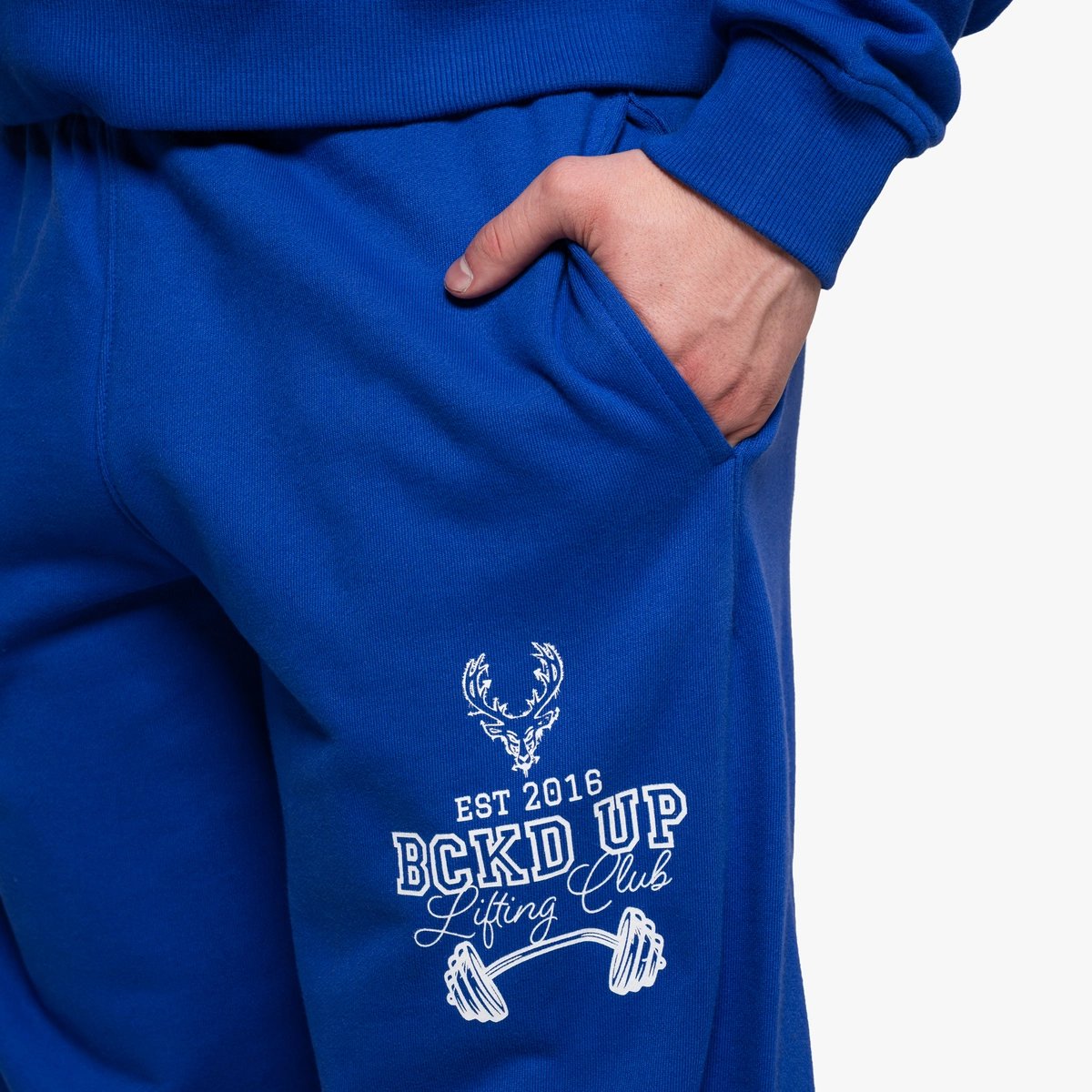 Image of Varsity Wide Leg Sweatpants - Color - Royal Blue - White Logo
